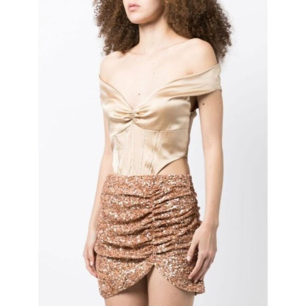 Retrofete Rozik nude strech-silk bodysuit Size S